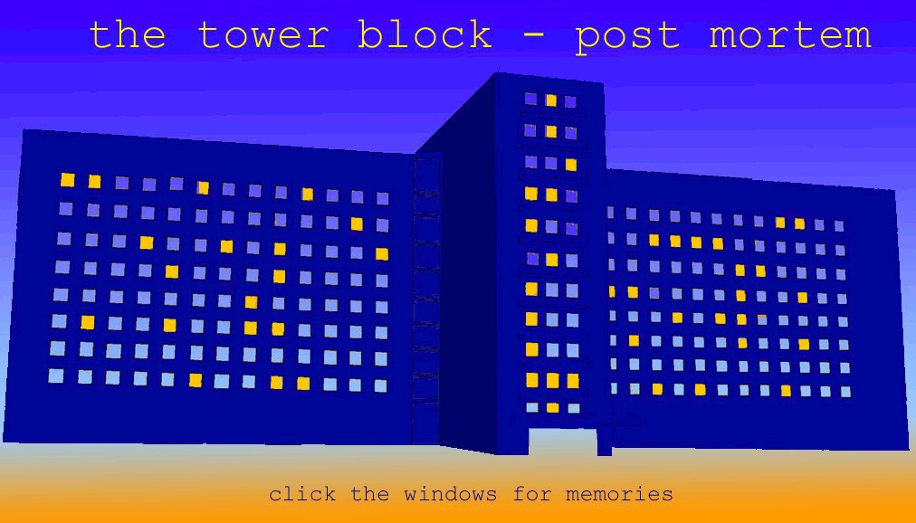 The tower block - post mortem. Click the windows for memories